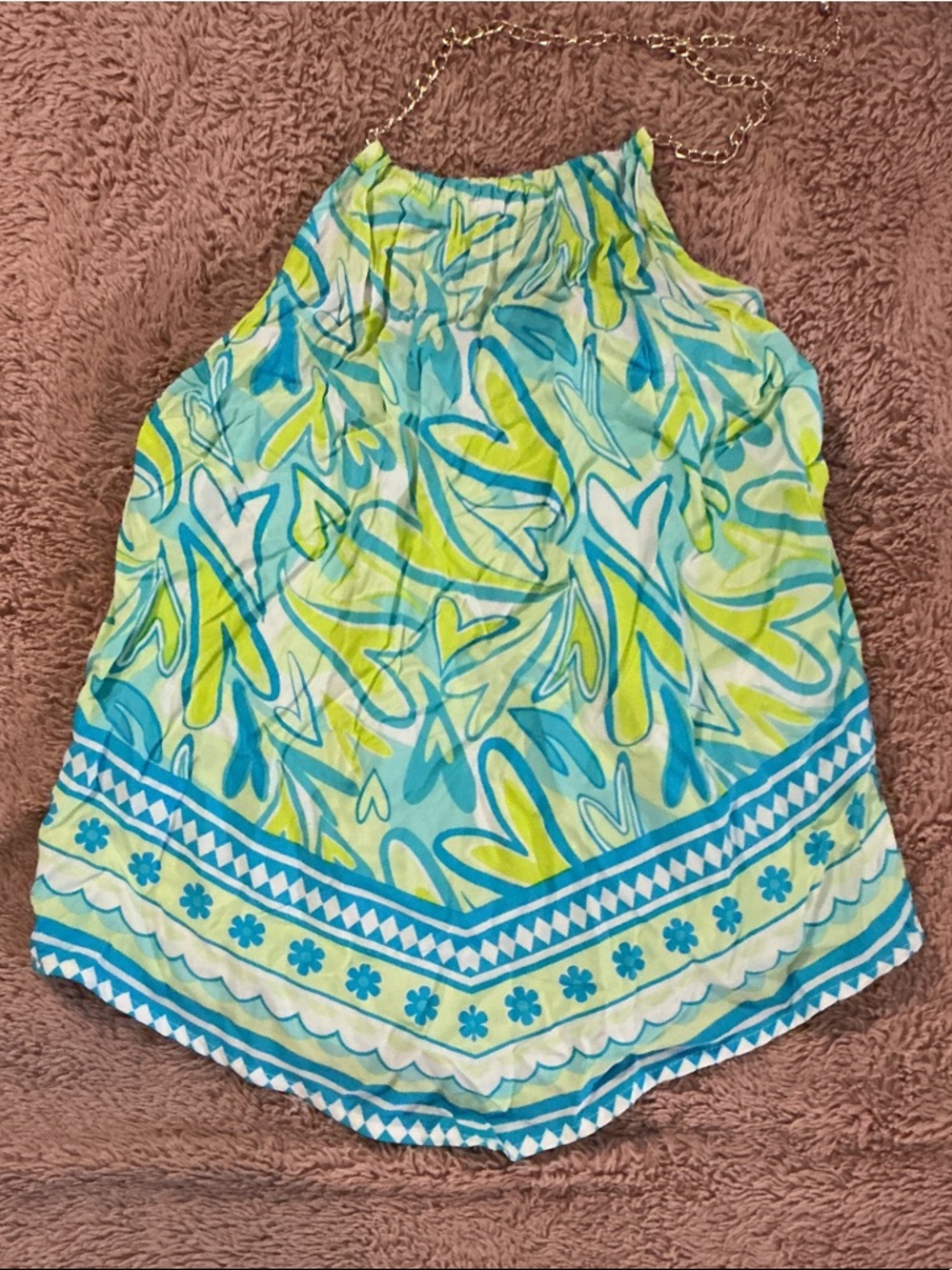 NO BOUNDARIES Sleeveless Halter Tank Top in Aqua, Lime & White